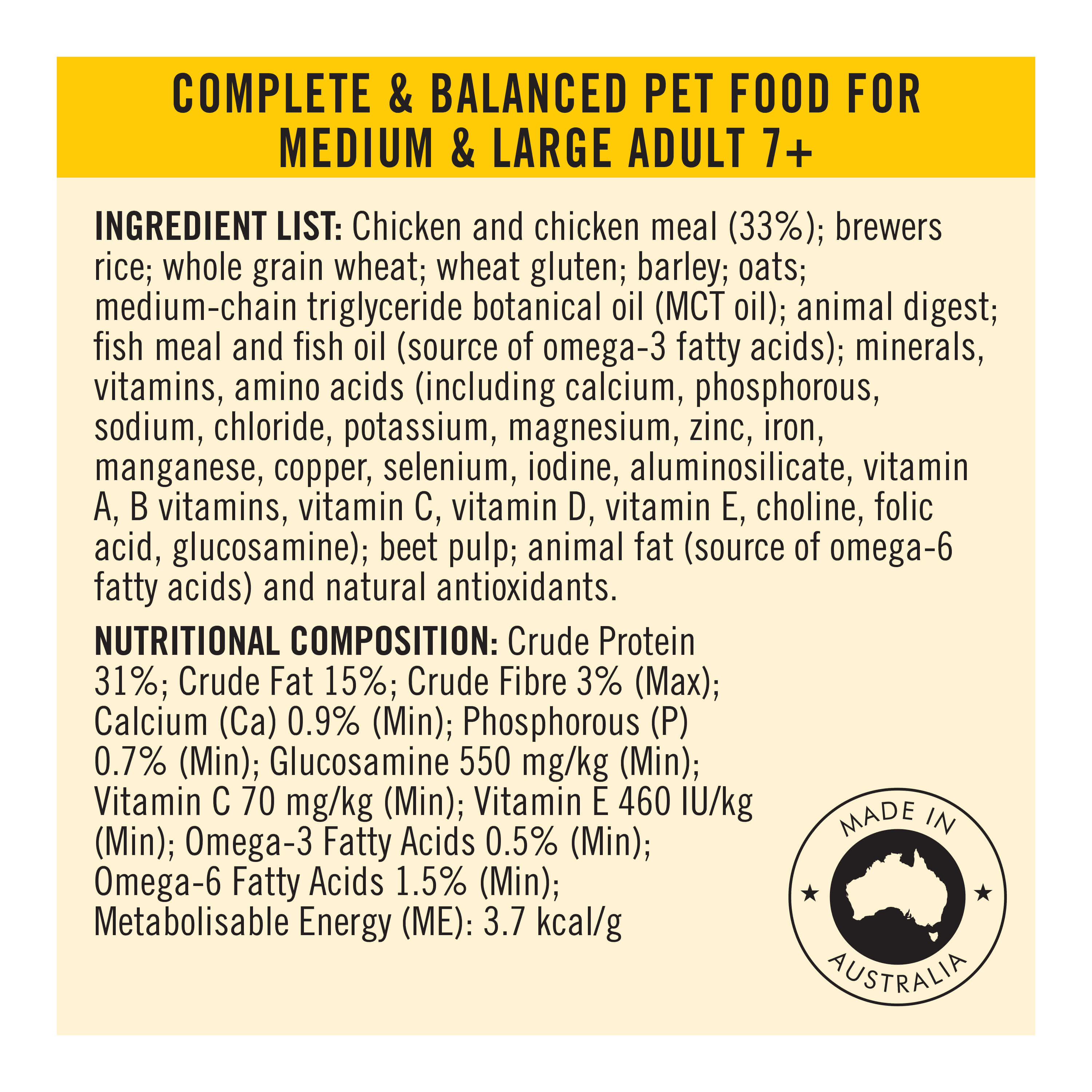 PRO PLAN Adult 7 Medium Large Breed Bright Mind Chicken Formula Dry Dog Food Purina